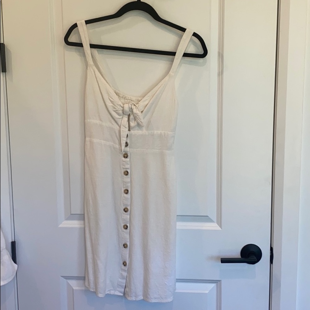 White dress with tie detail